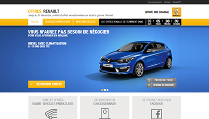 Mini-site Mini site Renault / PHP « codeigniter », HTML/CSS, JS, Responsive design