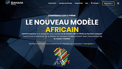 Site événementiel SAHAM Finances «Le nouveau modèle africain» / Wordpress